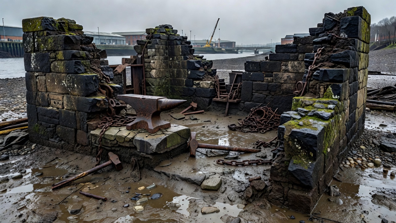 Victorian Forge Remnants Uncovered on Tyne Banks